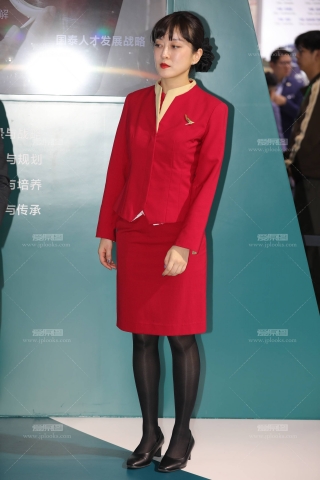 非CATA展会国泰航空成熟韵味空姐厚黑丝