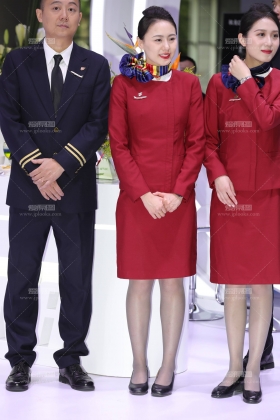 国航空姐端庄大气超薄灰丝质感太赞啊