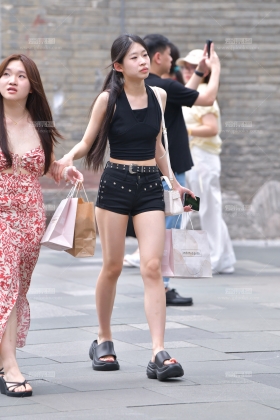 黑色热裤拖鞋 250617-65