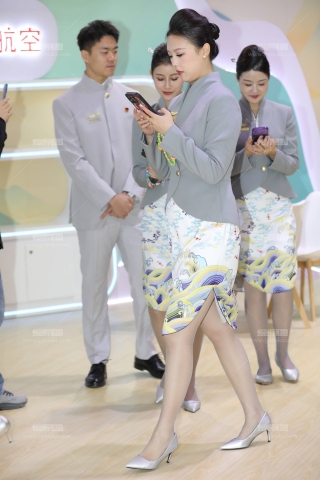 25CATA海航轻熟空姐灰丝细高跟气质韵味